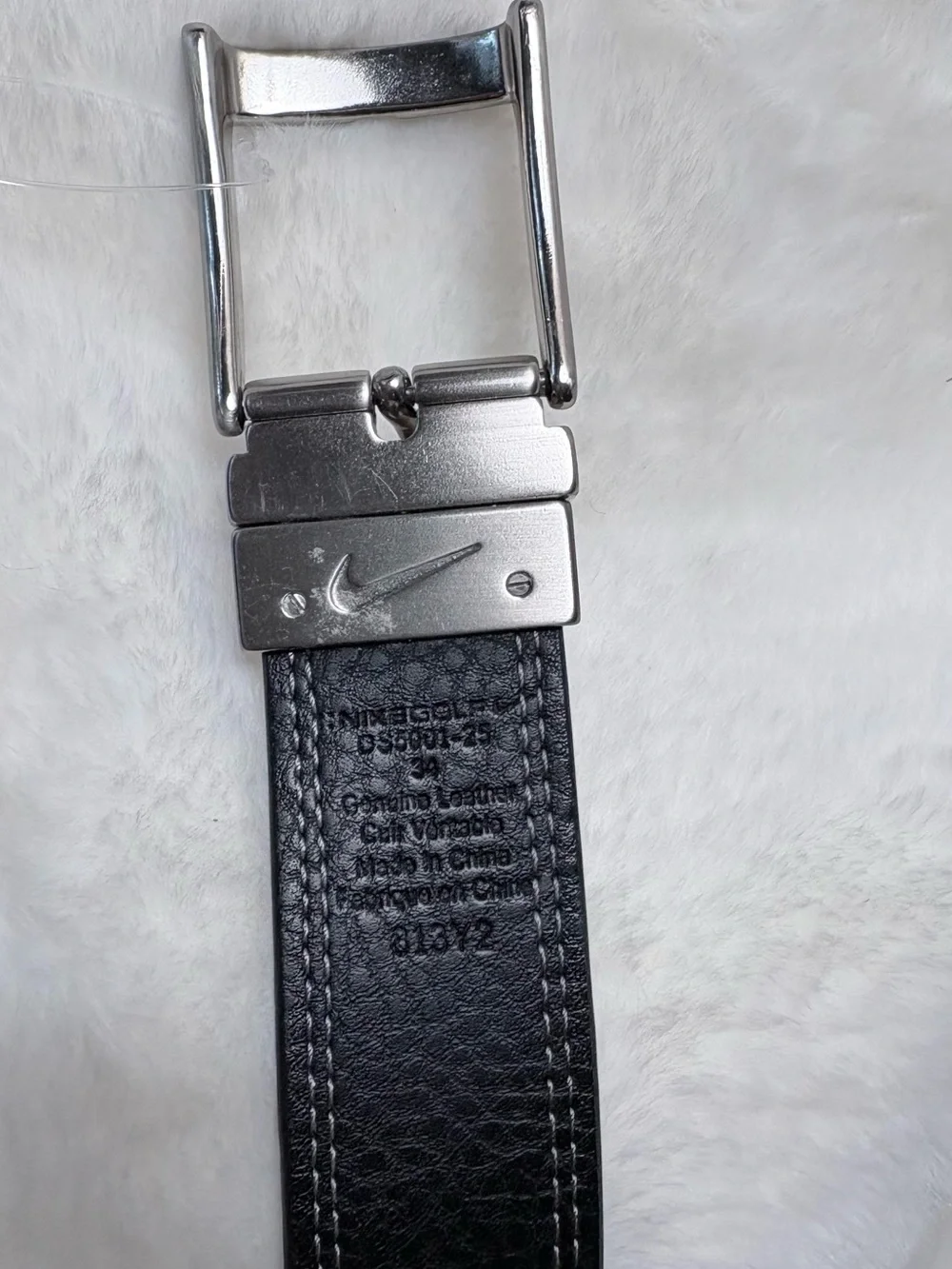 Nike White and Black Reversible Leather Belt